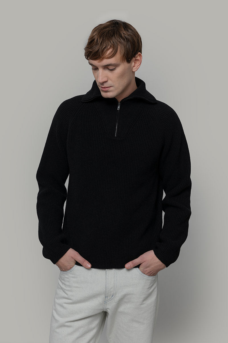 Maglione con Zip Uomo Lana Rigenerata Stefano - Rifò Lab Moda circolare made in Italy