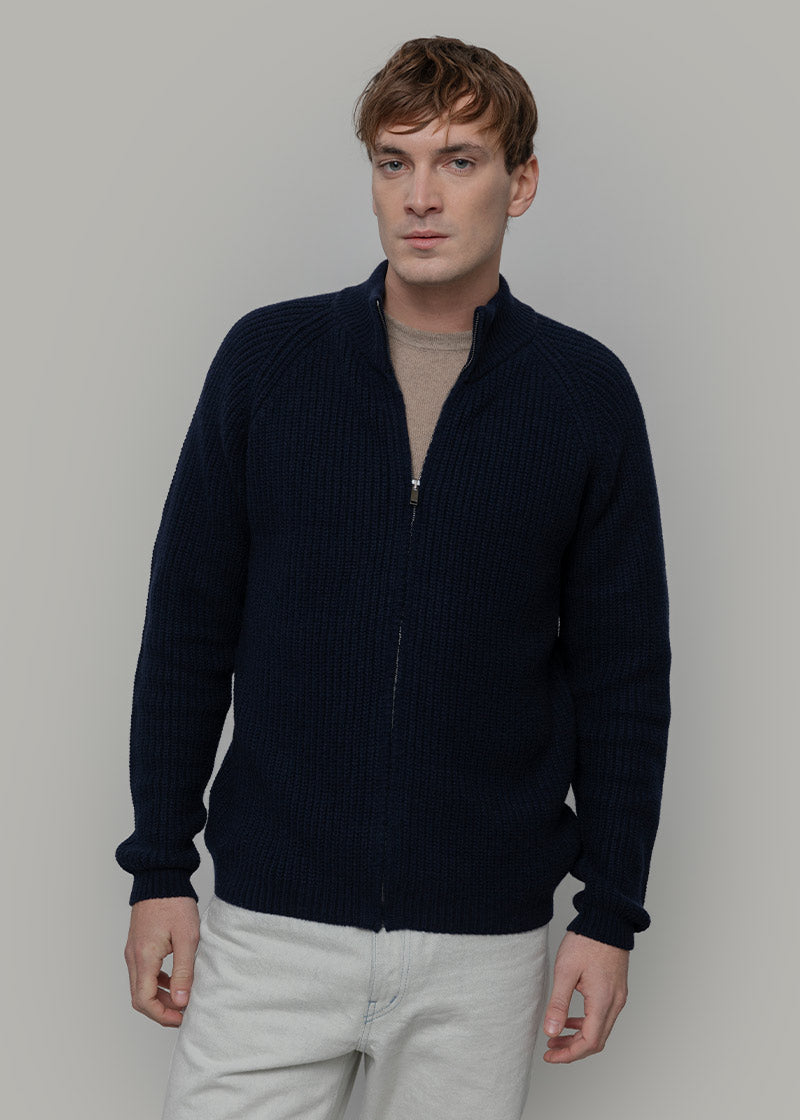 Cardigan con Zip Uomo Lana Rigenerata Vito - Rifò Lab Moda circolare made in Italy