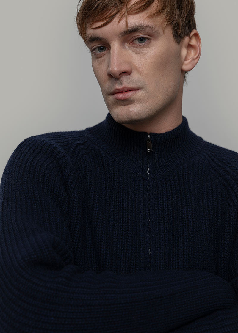 Cardigan con Zip Uomo Lana Rigenerata Vito - Rifò Lab Moda circolare made in Italy