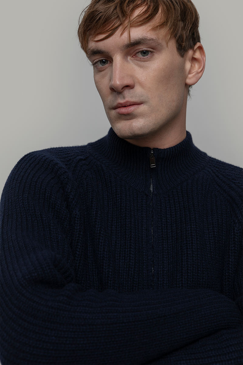 Cardigan con Zip Uomo Lana Rigenerata Vito - Rifò Lab Moda circolare made in Italy
