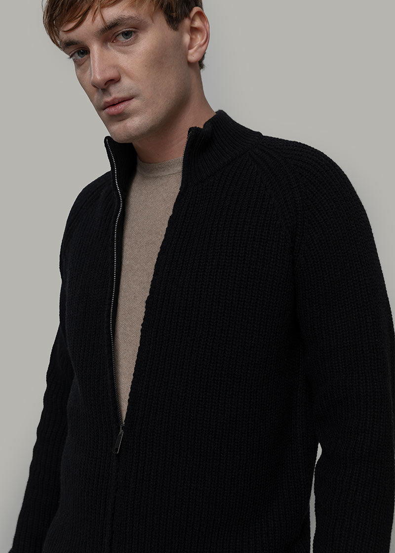 Cardigan con Zip Uomo Lana Rigenerata Vito - Rifò Lab Moda circolare made in Italy