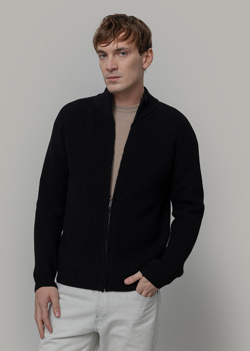 Cardigan con Zip Uomo Lana Rigenerata Vito - Rifò Lab Moda circolare made in Italy