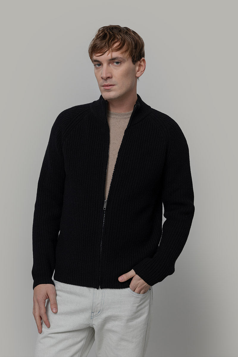 Cardigan con Zip Uomo Lana Rigenerata Vito - Rifò Lab Moda circolare made in Italy