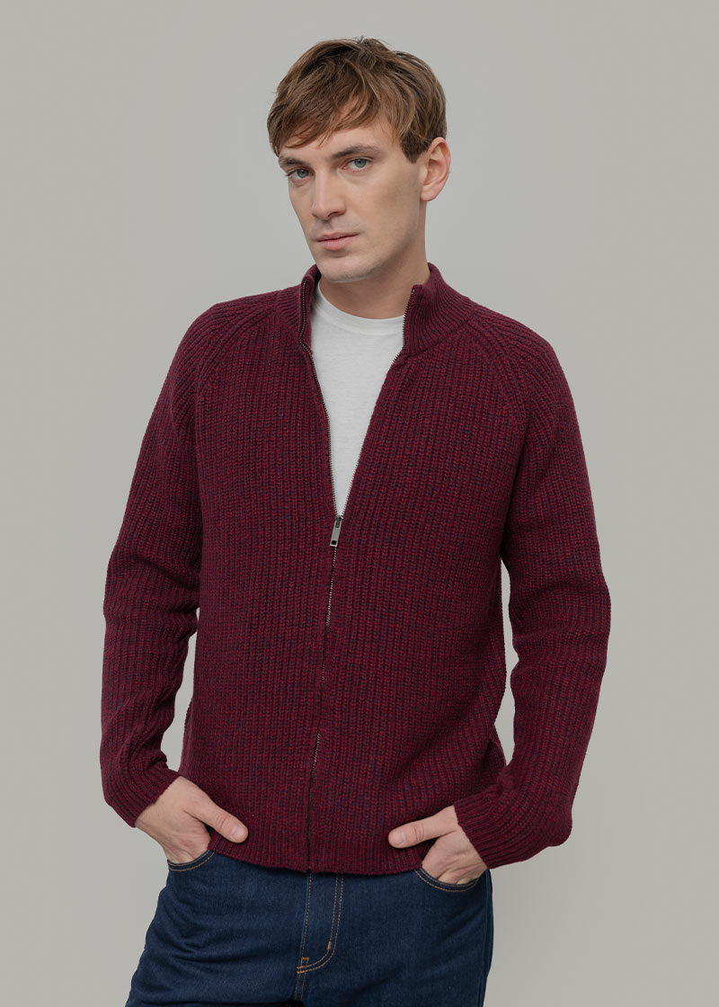 Cardigan con Zip Uomo Lana Rigenerata Vito - Rifò Lab Moda circolare made in Italy
