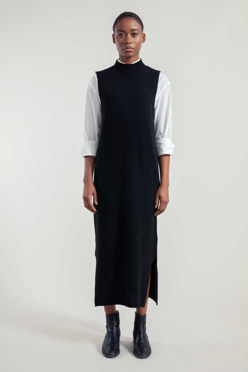 Vestito Lungo Donna Cashmere Michela Nero - Moda Circolare Rifò