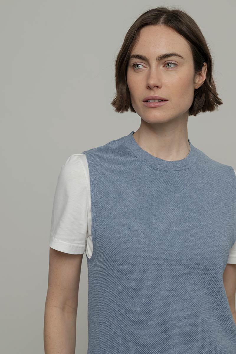 Vestito Donna Cotone Rigenerato Camilla Blu Azzurro - Rifò Lab Moda circolare made in Italy