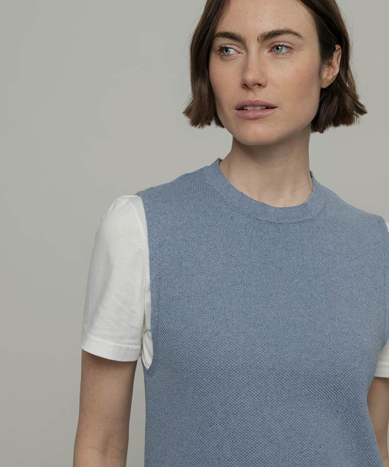 Vestito Donna Cotone Rigenerato Camilla Blu Azzurro - Rifò Lab Moda circolare made in Italy