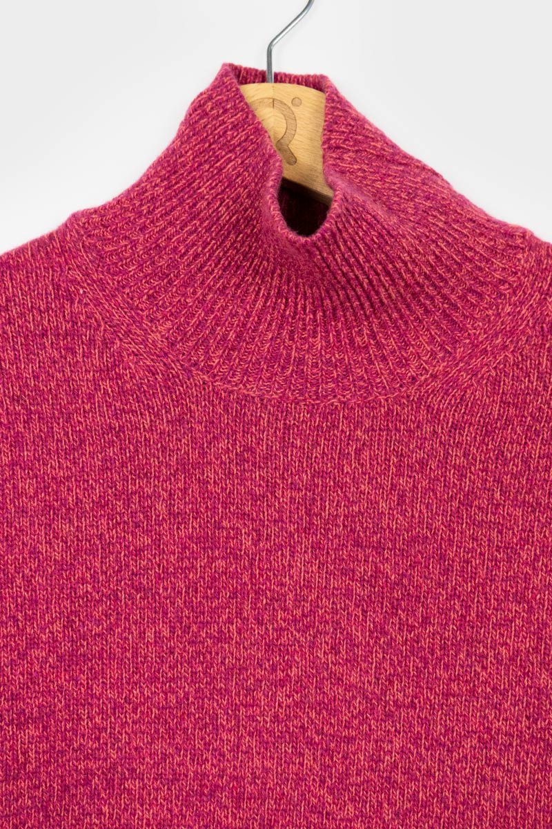 Mouline Rosa Barbabietola | Maglia collo alto cashmere rigenerato