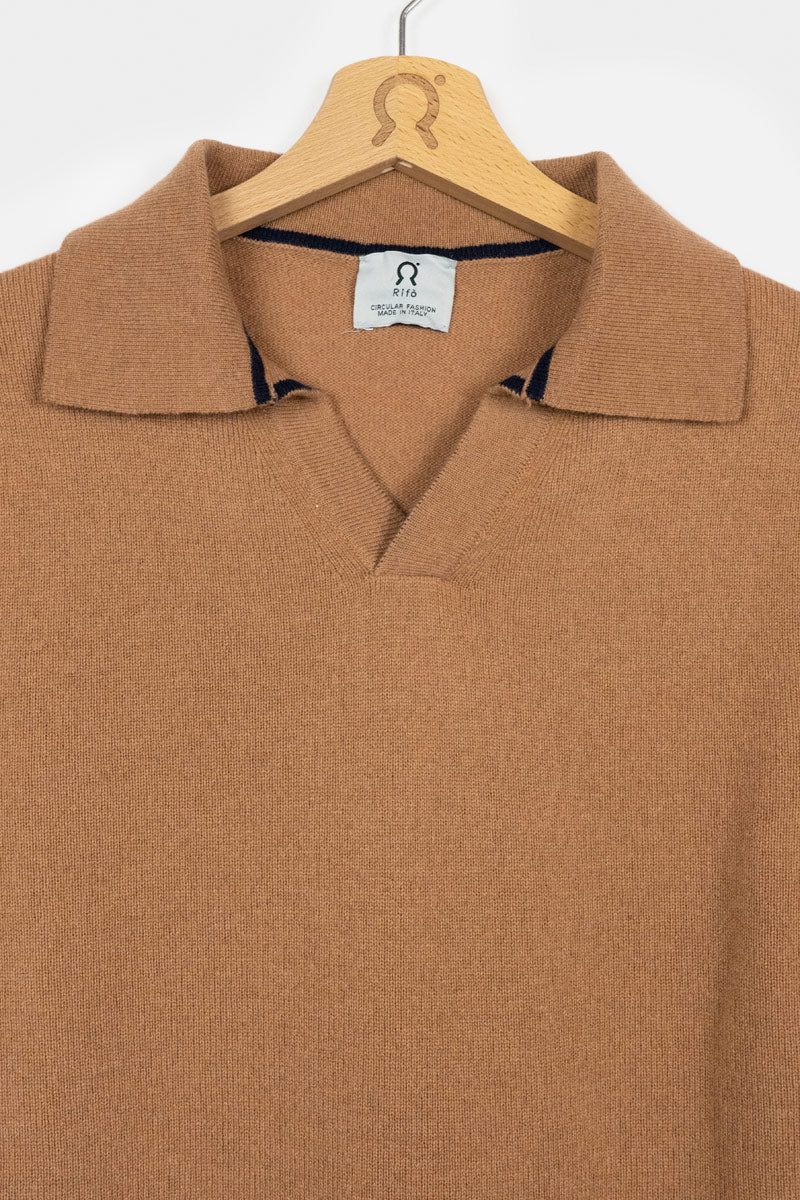 Beige Noce | Maglia polo uomo cashmere rigenerato