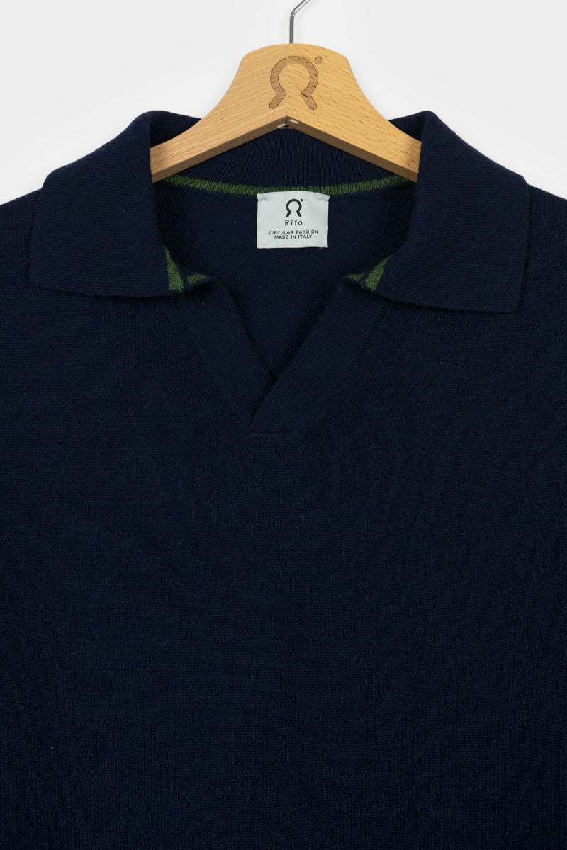 Blu Mora | Maglia polo uomo cashmere rigenerato