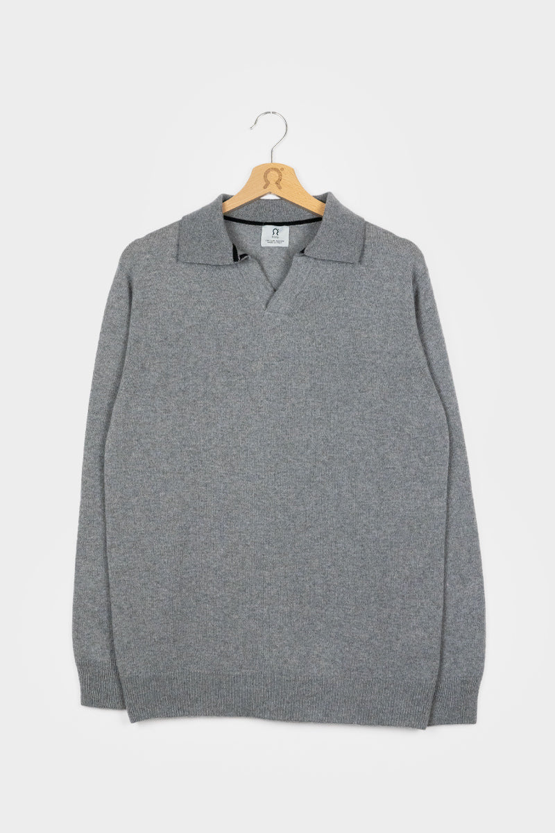 Grigio Cemento | Maglia polo uomo cashmere rigenerato