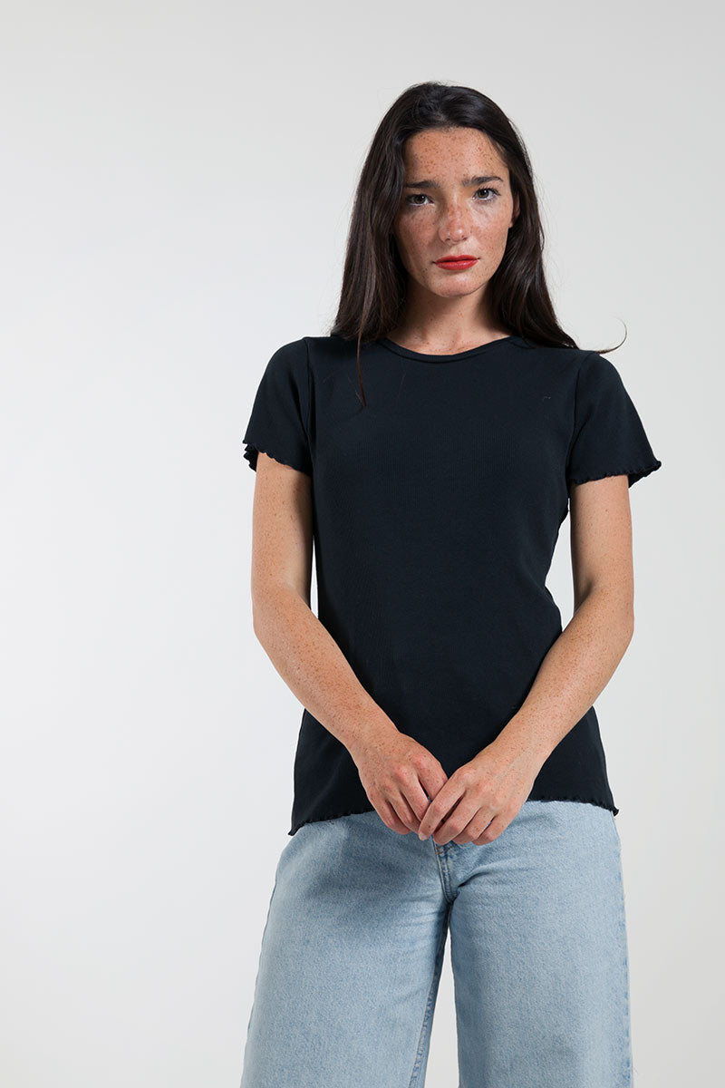 Nero Corvino | Tshirt costina cotone rigenerato