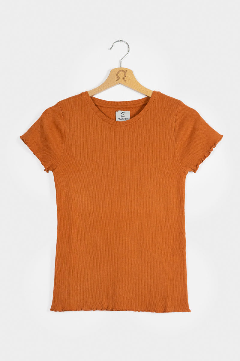 Arancio Argilla | Tshirt costina cotone rigenerato