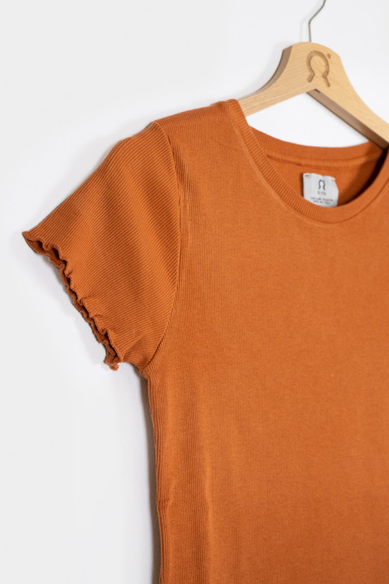 Arancio Argilla | Tshirt costina cotone rigenerato