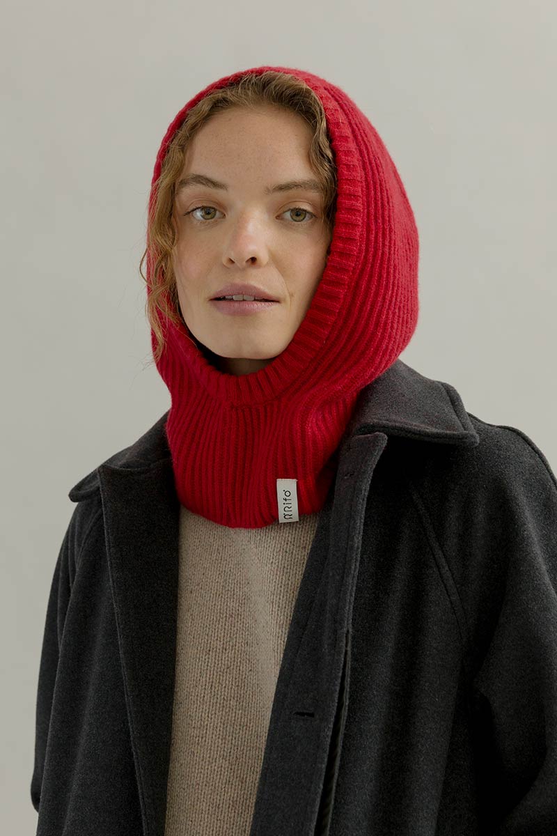 Balaclava Cashmere Donna Uomo Riciclato Rosso Marika - Rifò Lab Moda circolare made in Italy