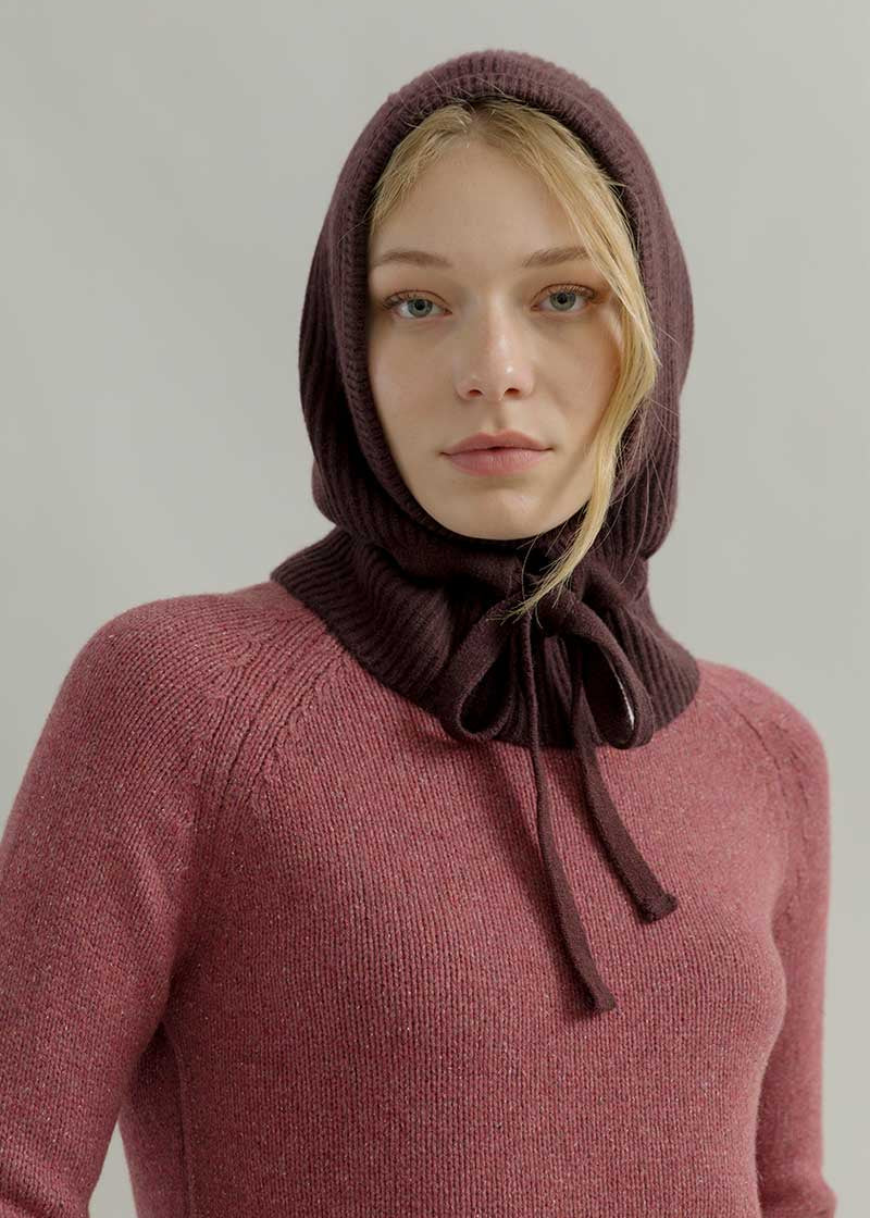 Balaclava Donna Cashmere con Lacci Magda - Rifò Lab Moda circolare made in Italy