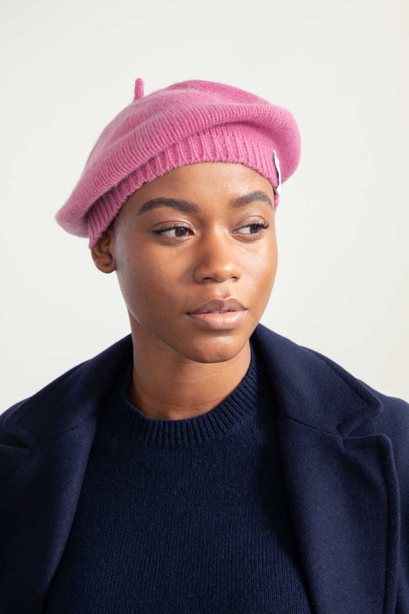 Sale SLOUCHY CASHMERE BERET oversize Tam ballet pink cashmere mohair silk