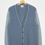 Blu Atlantico | Cardigan trecce over cotone jeans rigenerato