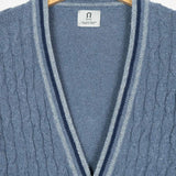 Blu Atlantico | Cardigan trecce over cotone jeans rigenerato