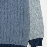 Blu Atlantico | Cardigan trecce over cotone jeans rigenerato