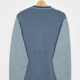 Blu Atlantico | Cardigan trecce over cotone jeans rigenerato