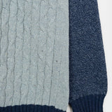 Azzurro Mediterraneo | Cardigan trecce over cotone jeans rigenerato