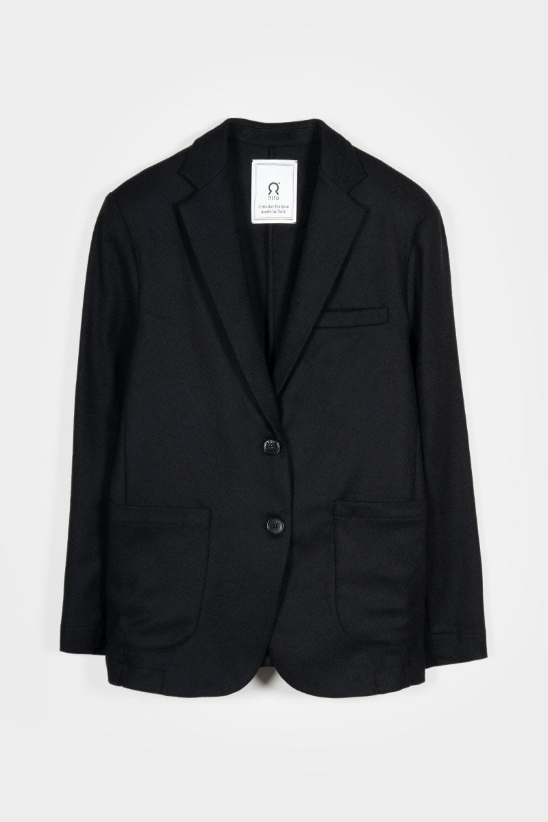 Blazer Donna Nero Giacca Lana Monopetto Brenda - Rifò Lab Moda circolare made in Italy