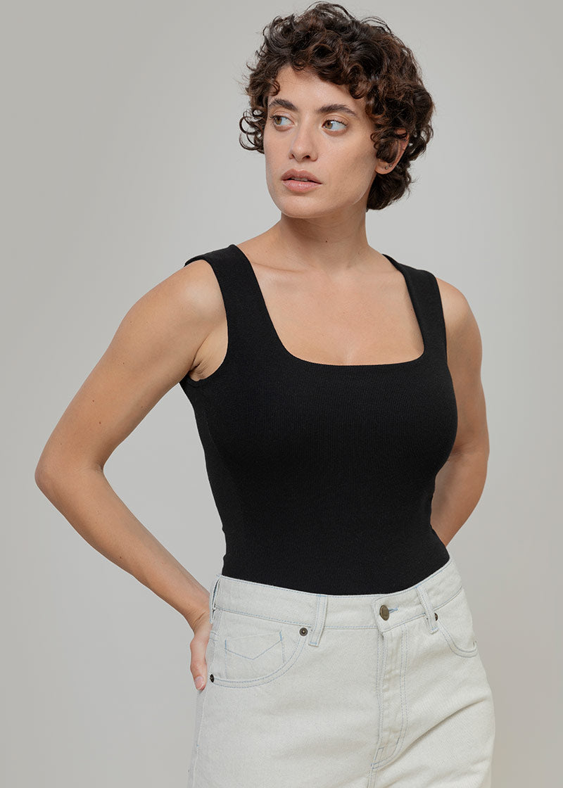 Body Donna Cotone Rigenerato Iolanda Nero - Rifò Lab Moda circolare made in Italy
