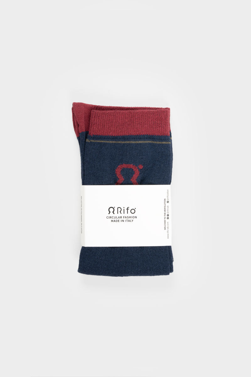 Calzini Lunghi Donna e Uomo Cotone Blu Tino - Rifò Lab Moda circolare made in Italy