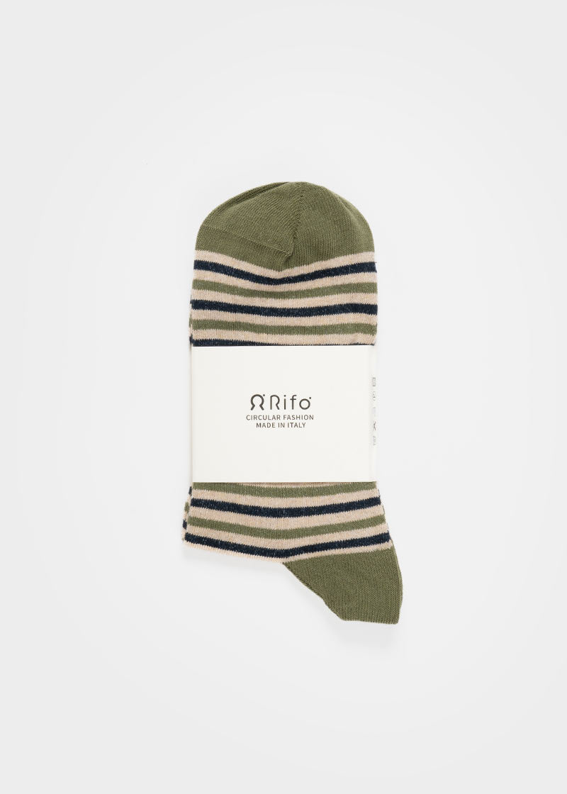 Calzini Cotone Rigenerato a Righe Colorate Nello - Abbigliamento Sostenibile Moda Circolare Rifò