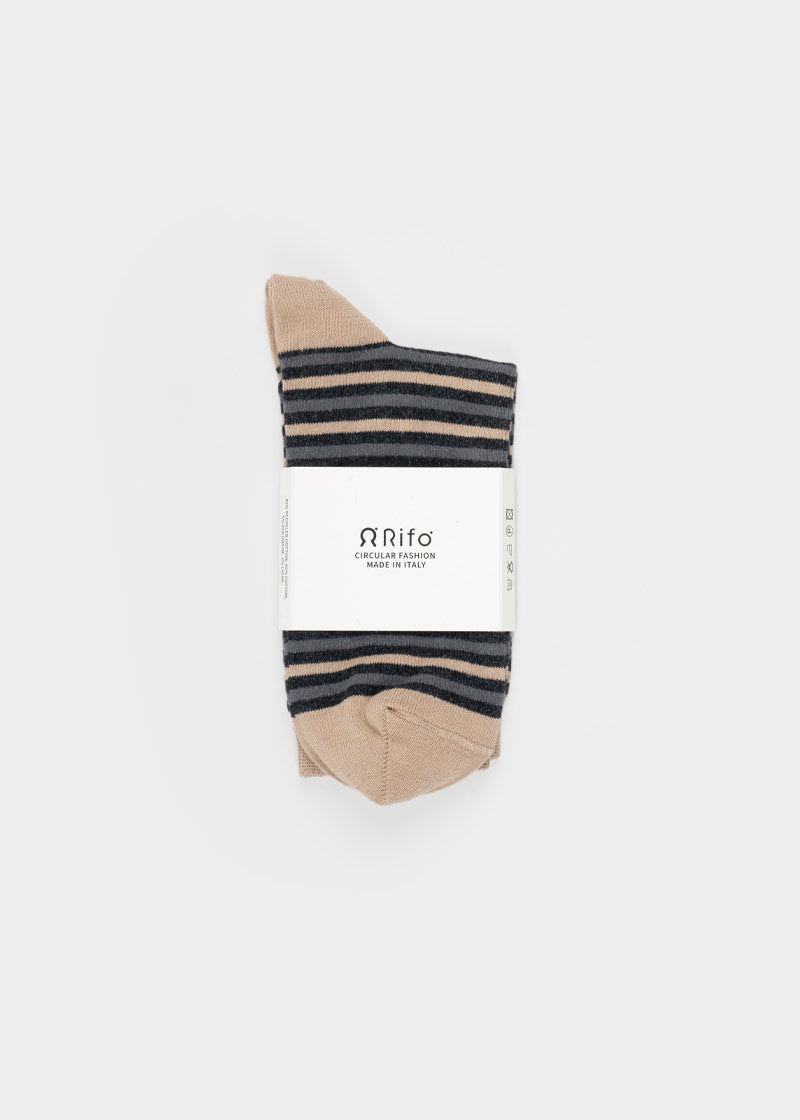 Calzini cotone rigenerato Nello Righe Beige