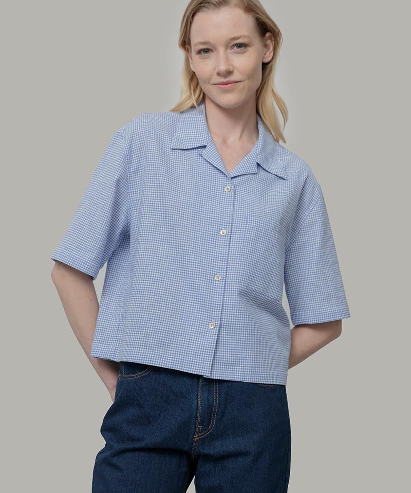 Camicia Bowling Inghirami Marta Azzurro - Rifò Lab Moda circolare made in Italy
