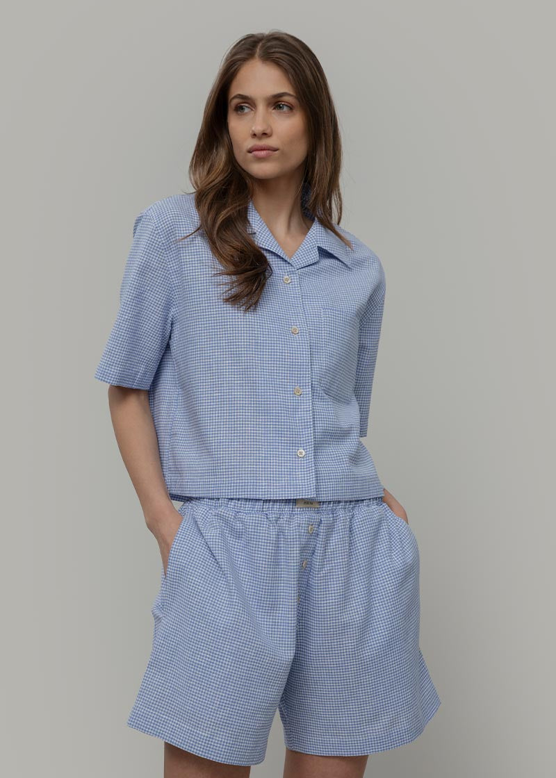 Camicia Bowling Inghirami Marta Azzurro - Rifò Lab Moda circolare made in Italy