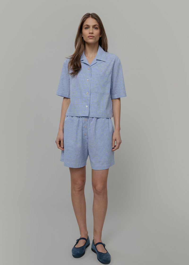 Camicia Bowling Inghirami Marta Azzurro - Rifò Lab Moda circolare made in Italy
