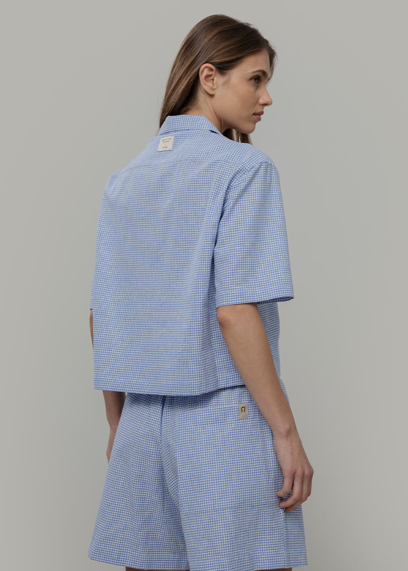 Camicia Bowling Inghirami Marta Azzurro - Rifò Lab Moda circolare made in Italy
