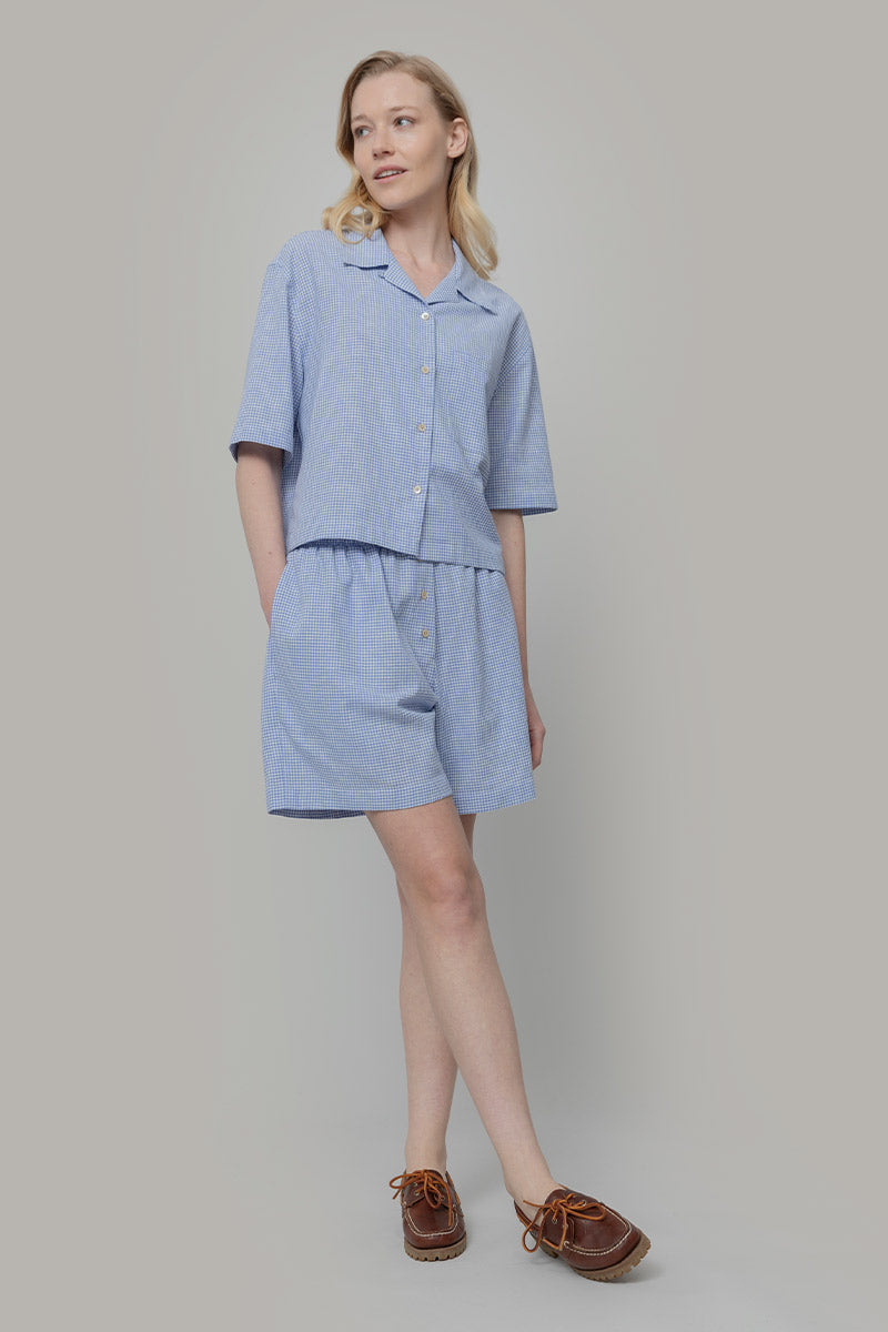 Pantaloncini Inghirami Allegra Azzurra - Rifò Lab Moda circolare made in Italy
