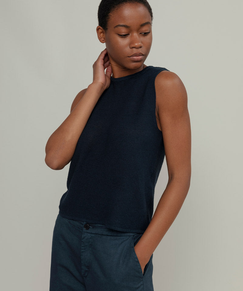 Gilet Donna Lino Riciclato Alma Blu