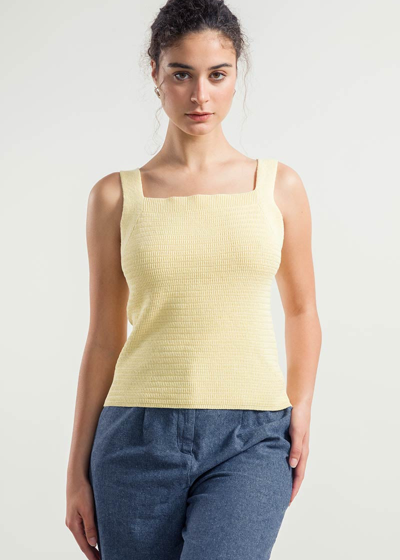 Giallo Crema | Canotta Spalla Larga Donna Cotone Rigenerato Sole