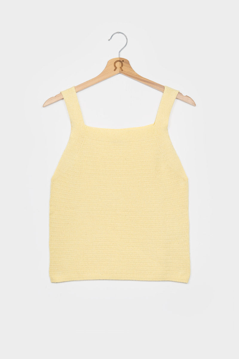 Giallo Crema | Canotta Spalla Larga Donna Cotone Rigenerato Sole