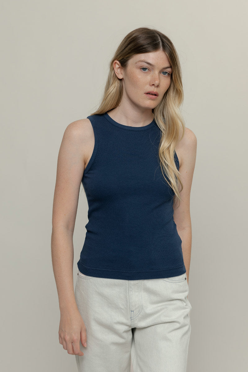 Tank Top Canotta Donna Cotone Irene Blu - Rifò