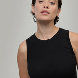 Nero Corvino | Canotta Donna Cotone Rigenerato Irene - Rifò Lab Moda circolare made in Italy