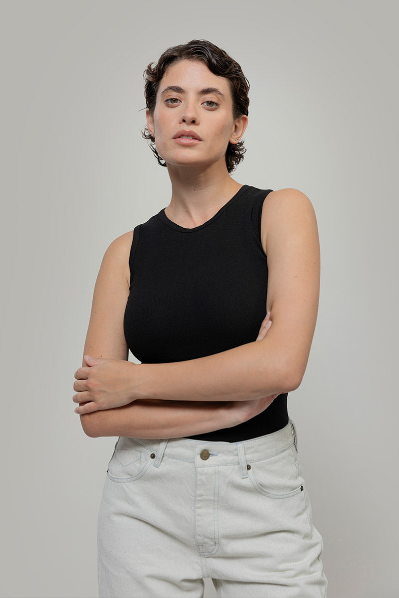 Tank Top Canotta Donna Cotone Irene Nero - Rifò