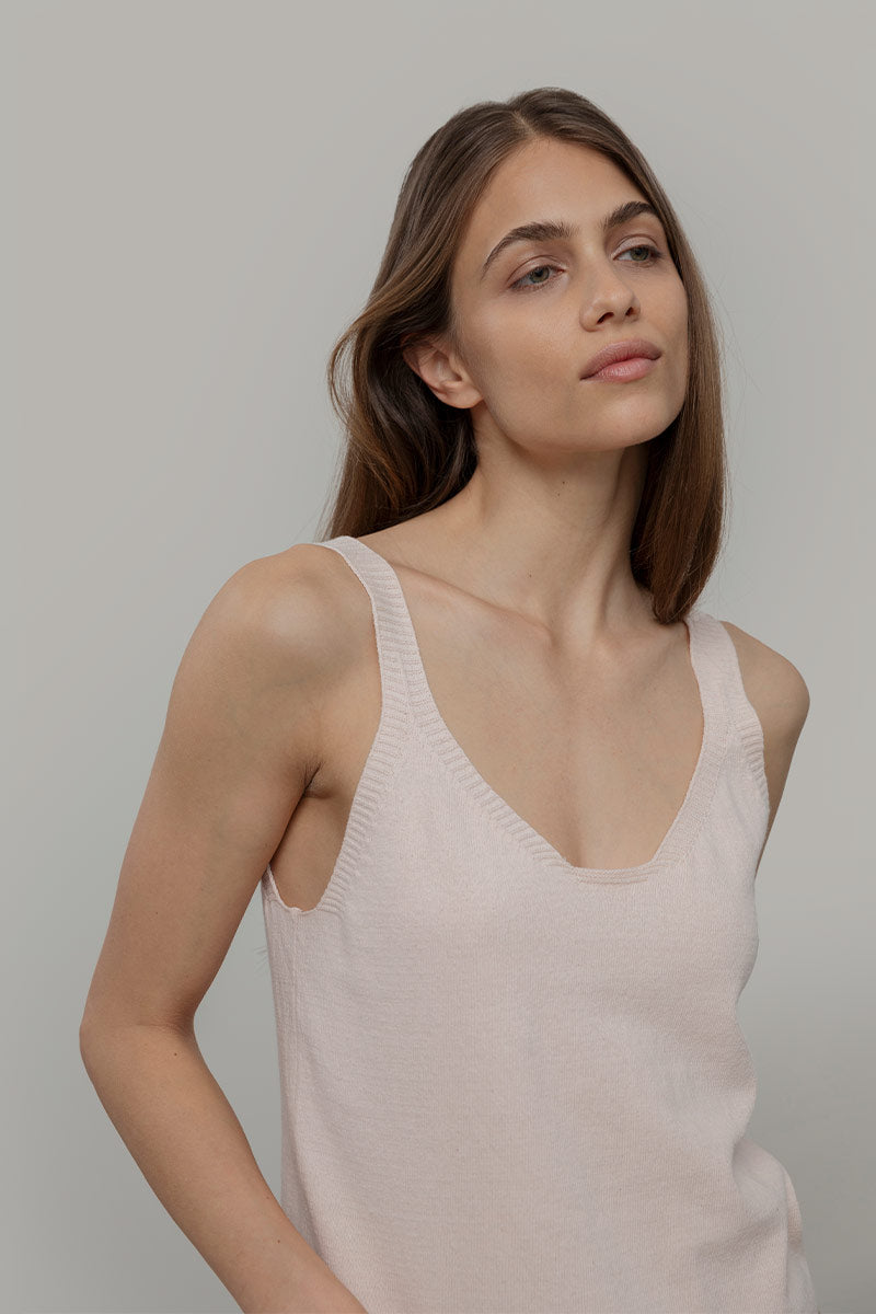 Canotta Donna Cotone Rigenerato Maila Rosa - Rifò Lab Moda circolare made in Italy