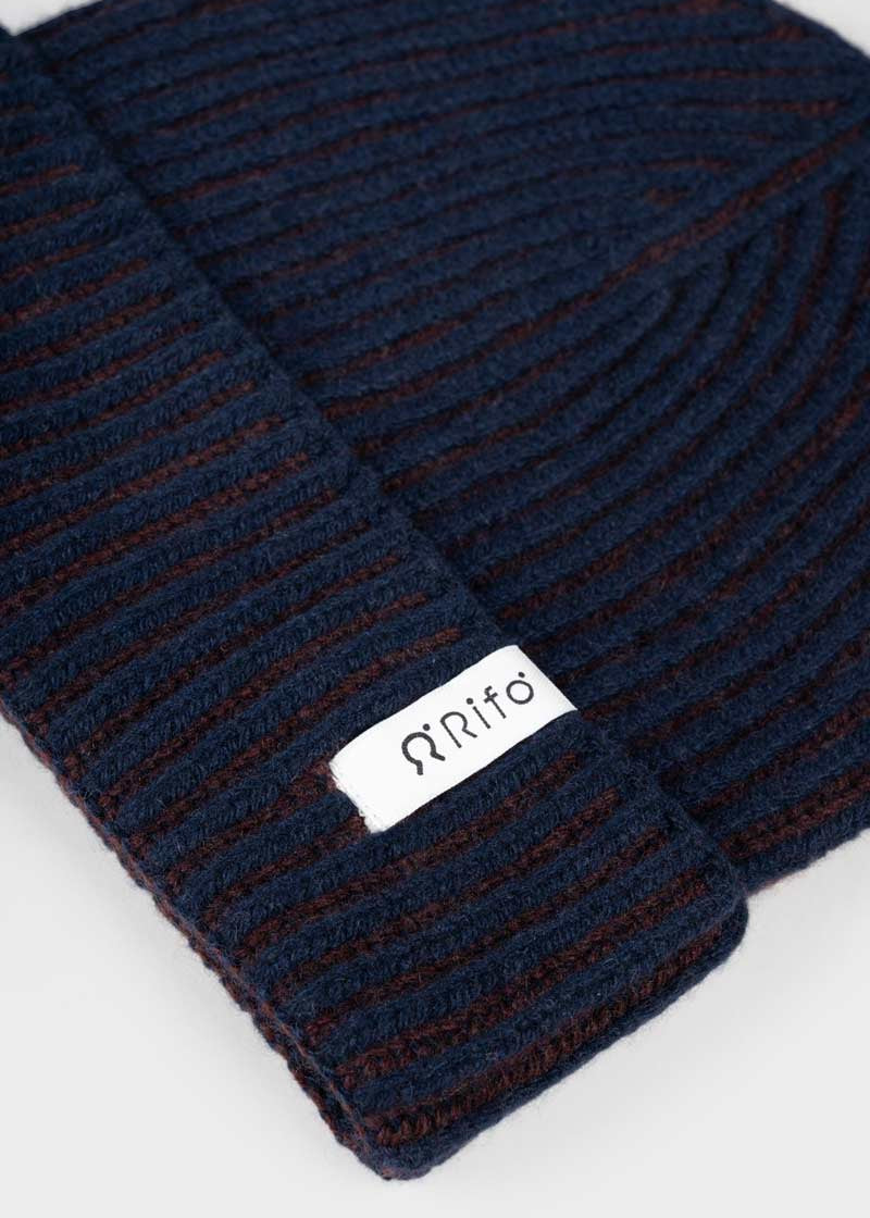 Beanie Cappello Uomo e Donna Cashmere Blu Teo - Rifò Lab Moda circolare made in Italy