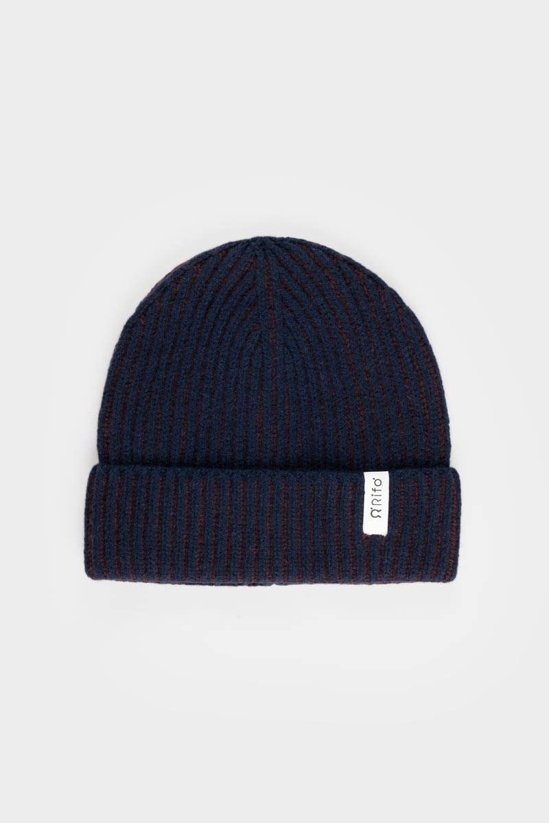 Beanie Cappello Uomo e Donna Cashmere Blu Teo - Rifò Lab Moda circolare made in Italy