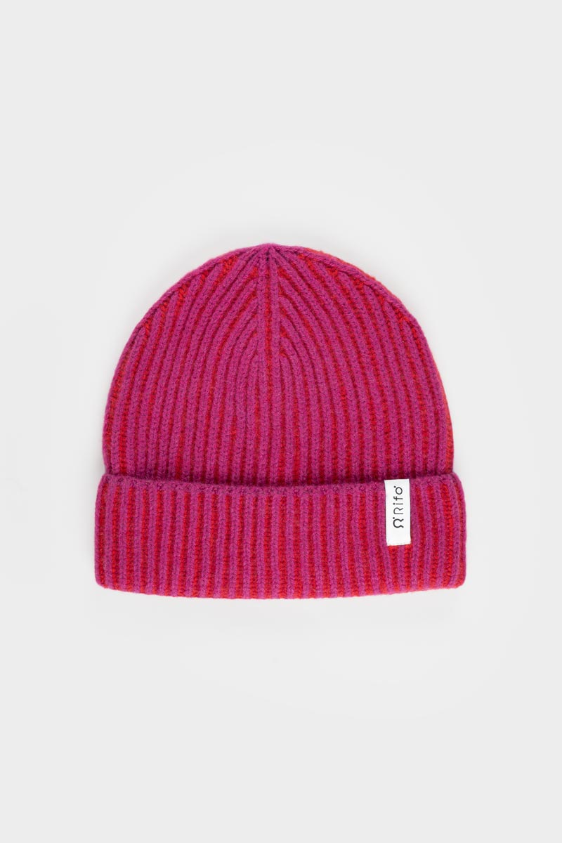 Beanie Cappello Uomo e Donna Cashmere Fucsia Teo - Rifò Lab Moda circolare made in Italy