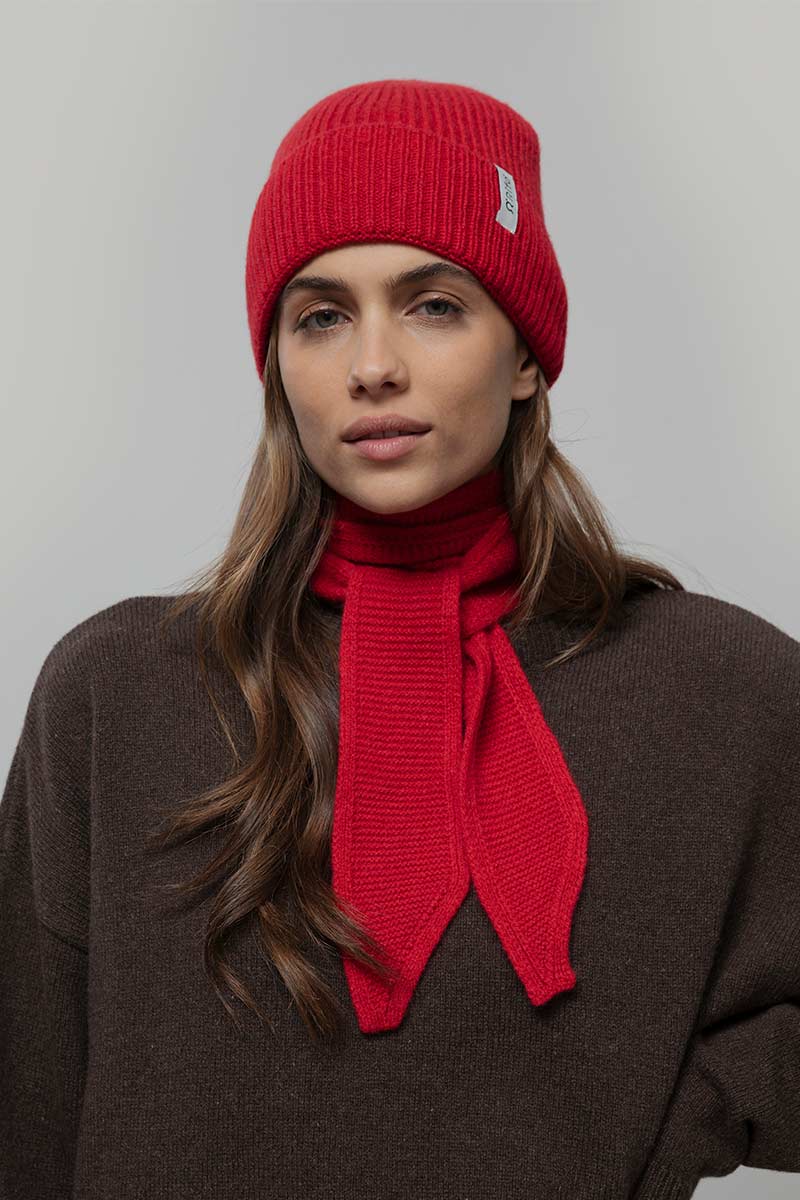 Cappello Uomo e Donna Cashmere Rosso Marcello - Rifò Lab Moda circolare made in Italy