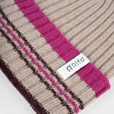 Cappello Cashmere Beanie Invernale a Righe Beige Mira - Rifò Lab Moda circolare made in Italy