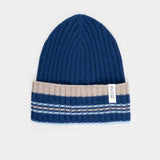 Cappello Cashmere Beanie Invernale a Righe Blu Mira - Rifò Lab Moda circolare made in Italy