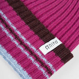 Cappello Cashmere Beanie Invernale a Righe Fucsia Mira - Rifò Lab Moda circolare made in Italy